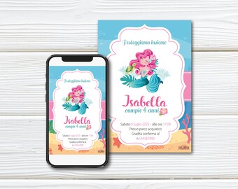 SIREN Invitation | Birthday invitation for little girl with mermaid | Digital birthday invitation for little girl | Personalized mermaid themed invitation