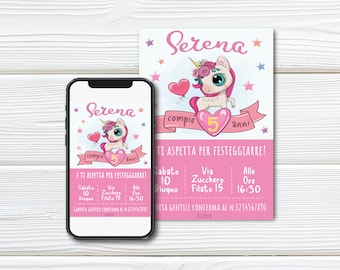 UNICORN Invitation | Unicorn birthday invitation for girls | Digital birthday invitation for little girls | Personalized unicorn themed invitation for girls