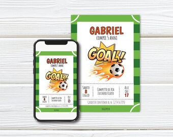 FOOTBALL invitation | Digital birthday invitation for child/boy | Personalized invitation for football themed party | Digital invitation
