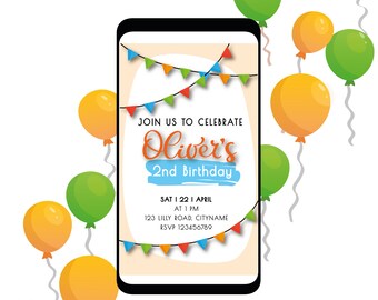 Colorful birthday invitation | Kid's birthday invitation | Digital invitations