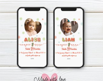 Digital invitation with photo | Birthday invitation with Christmas photo