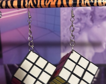 Boucles d'oreilles pendantes Rubik's Cube