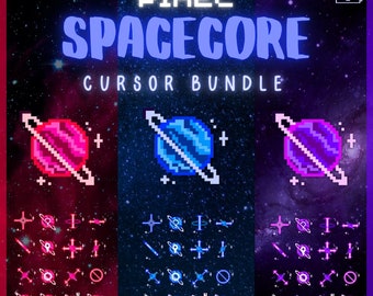 spacecore Animated Cursors BUNDLE, Windows PC Mouse Pointer Set, Pixel Art Desktop Aesthetic, Instant Download, Full 17 State Cursor Pack