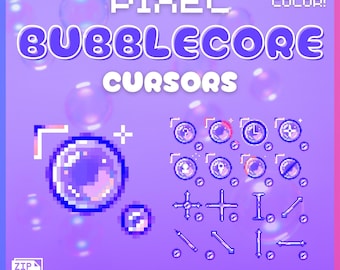 purple bubblecore mouse cursors - full aesthetic pack of all 17 states