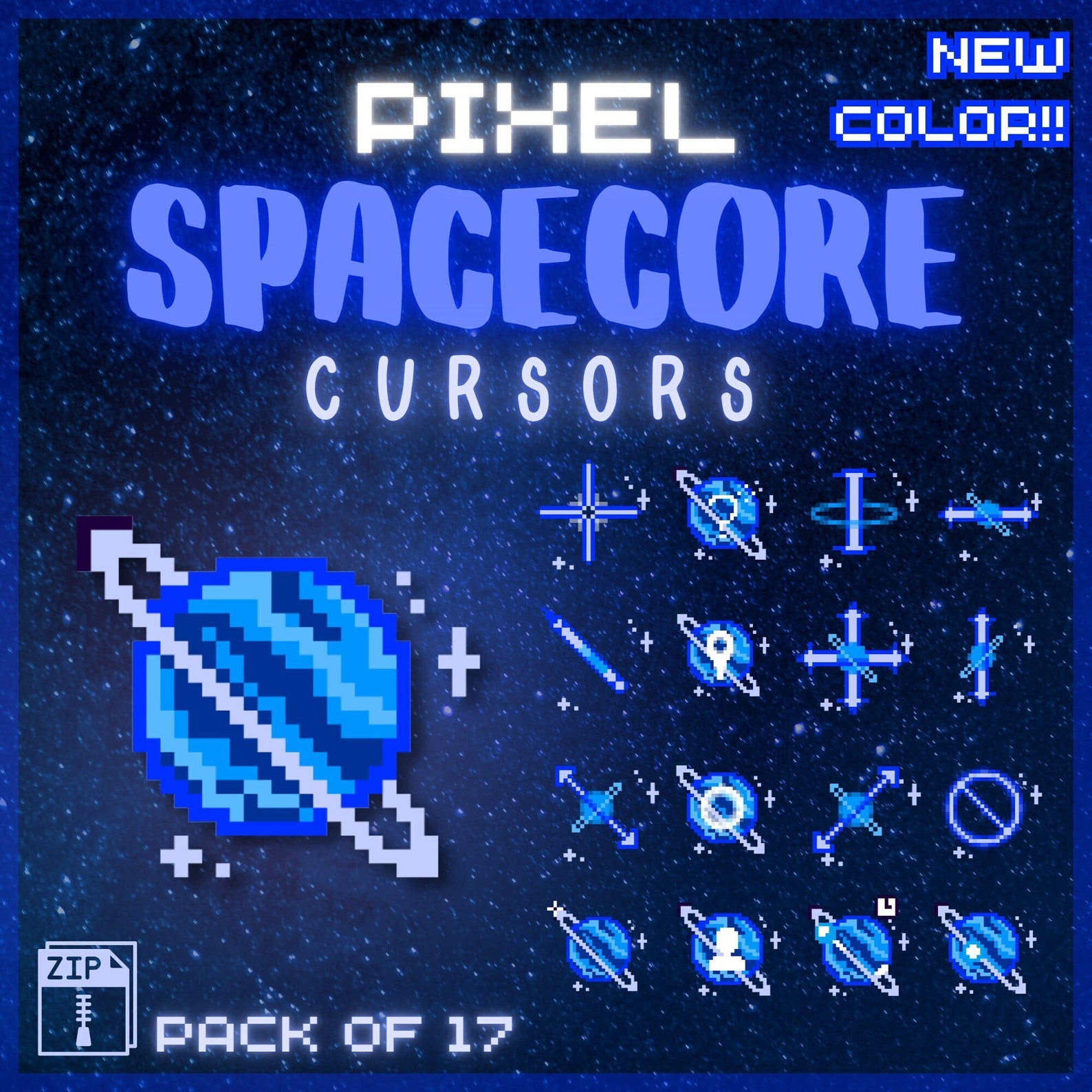 Spacecore Animated Cursors - Full Aesthetic Pack of All 17 States BLUE ...