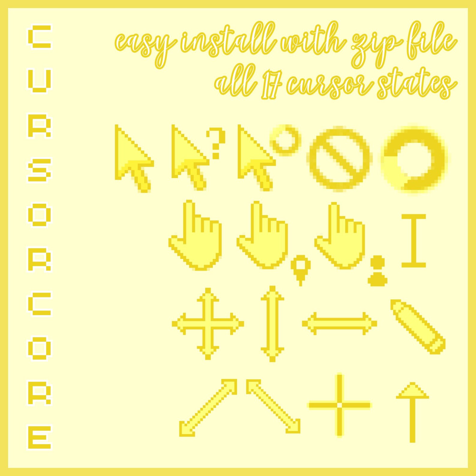 Yellow Pastel Mouse Cursors - Full Aesthetic Pack of All 17 States - Etsy