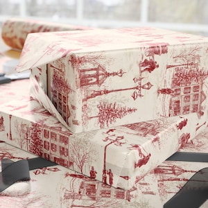 Christmas tree Wrapping paper,Christmas town gift wrap,Christmas Wrapping Paper,Holiday Wrapping paper,Festive Gift Wrap,Vintage Gift Paper