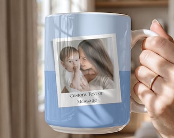 Personalized Photo and Text Ceramic Mugs,Design Your own Mug,Photo Coffee Mug,Gift for Mom Dad,Picture Mug Gift,Custom Polaroid Photo Mug
