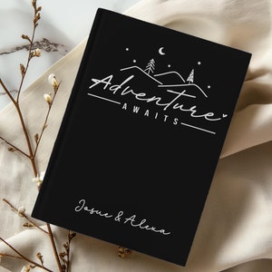 Adventure Awaits Custom Couples Journal,Personalized Couples journal,Adventure Journal,Camping Notebook,Travel Journals,Gift for Couple