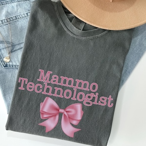 Mammo Technologist Bow Comfort Colors® T-shirt,Mammography Tech Tee,Mammo Shirt,Mammo Technologist t shirts,Mammogram T-Shirt,Mammo Gifts