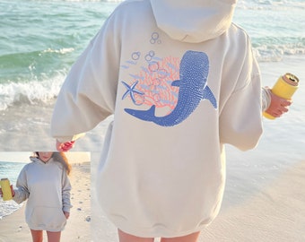 Whale Shark Hooded Sweatshirt,Whale Oversized Hoodie,Whale Ocean Sweatshirts,Ocean Life hoodies,Marine life Sweater,Marine Biologist Gifts