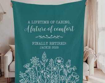 Personalized Retirement Blanket,Retirement Gift Blanket,Retirement Blanket,Gift for Boss,Teacher Retirement Gift,Officially Retired Gift
