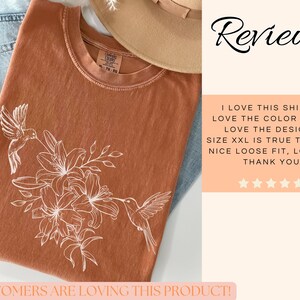 Comfort Colors® Hummingbirds T-shirt,Hummingbird Shirt,Nature Lovers Tee,Bird Lover Shirt,Gift for Bird Lover,Floral Bird Shirt,Hummingbirds image 9