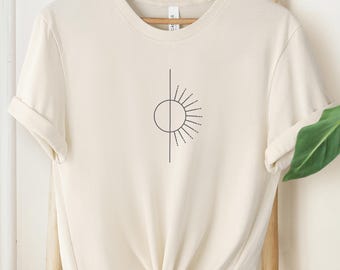 Sun and Moon Line Art Tee | Minimalist Graphic T-Shirt