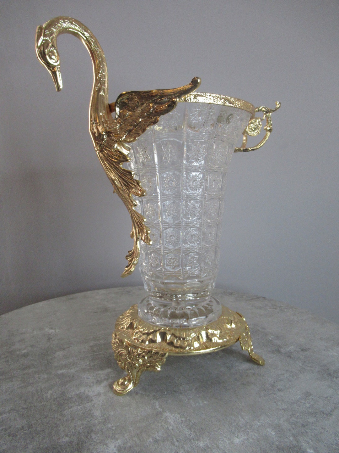 Gold Swan Tall Vase Vintage Style Vase Table Center Piece Etsy