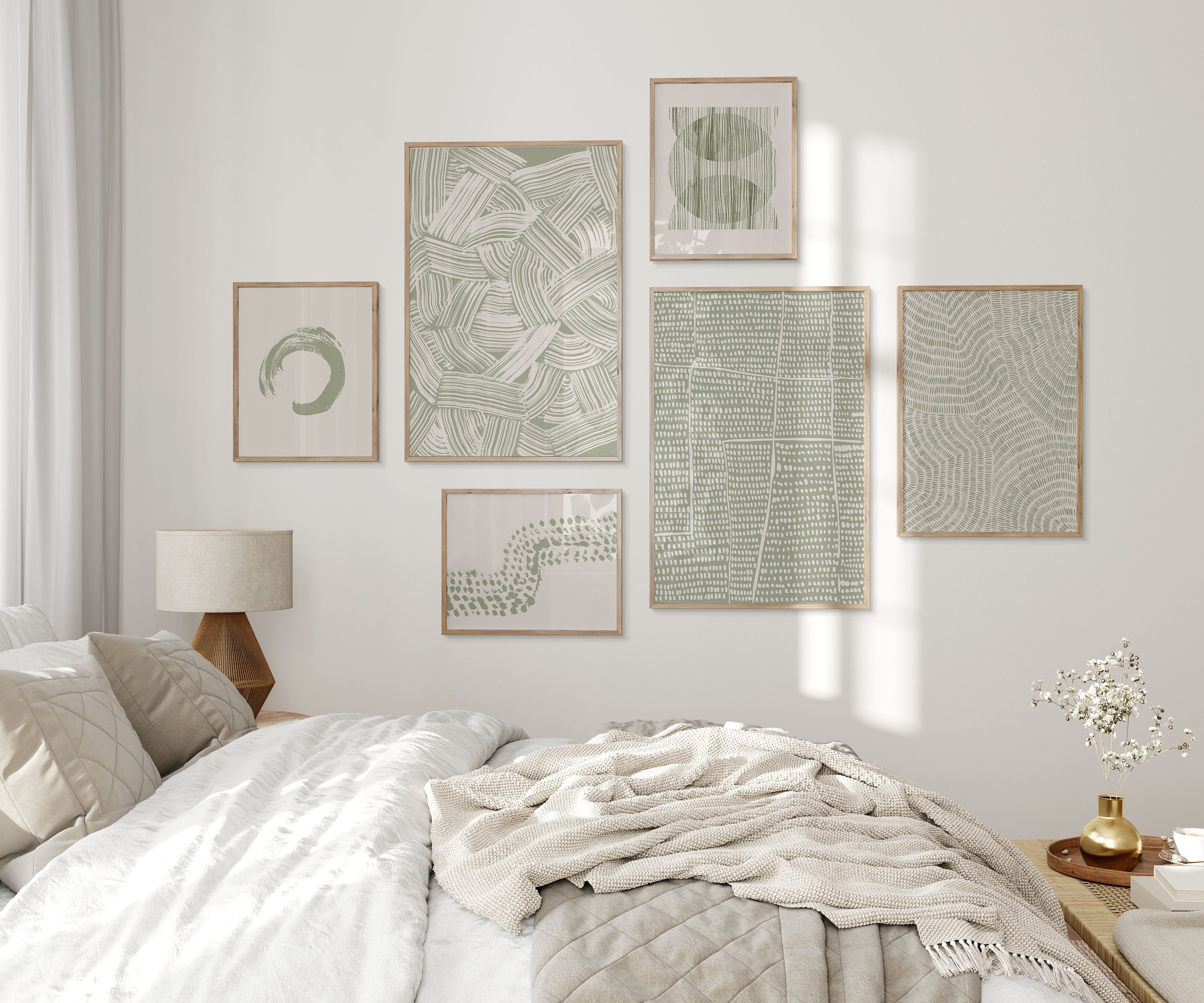 Sage Green Wall Art Prints, Nature Set of 6 Prints, Zen Wall Art Prints ...