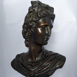 Victorian Grand Tour Neoclassical Apollo Bronze Bust - 30.5cm High, 3027 Grams.
