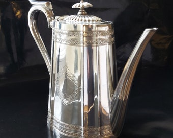 William & Brooke Late Victorian Chased Silver Plated Coffee / Teapot - Circa 1895.