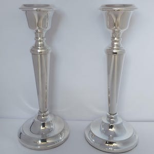 S J Rose & Son 1968 Birmingham Hallmarked Sterling Silver Candlesticks - 23.5cm Tall.