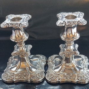 Grenadier Single Sconce Neo-Rococo Silver Plated Candlesticks - Excellent Condition.