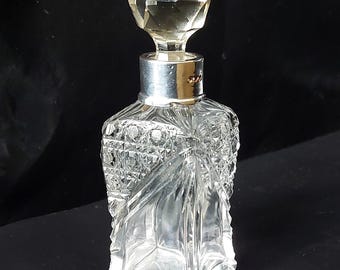 Sterling Silver Collar & Cut Glass Perfume Bottle - Circa 1910.