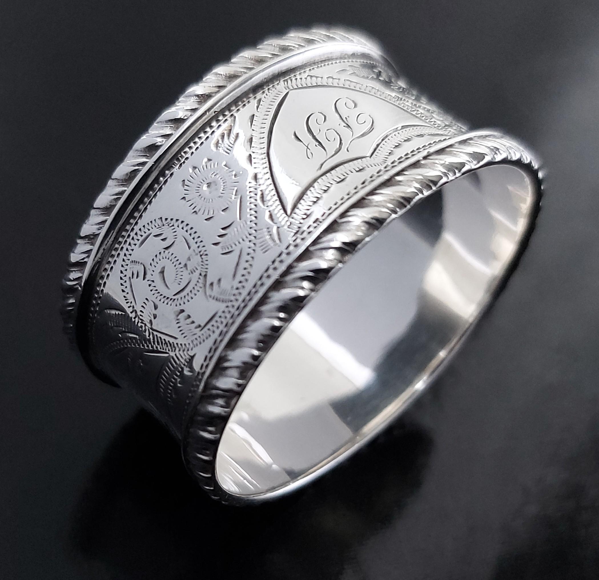 Bracelet Rigide En Argent 925 ‰ - Modèle Cannelure Relief *5110 - Occasion