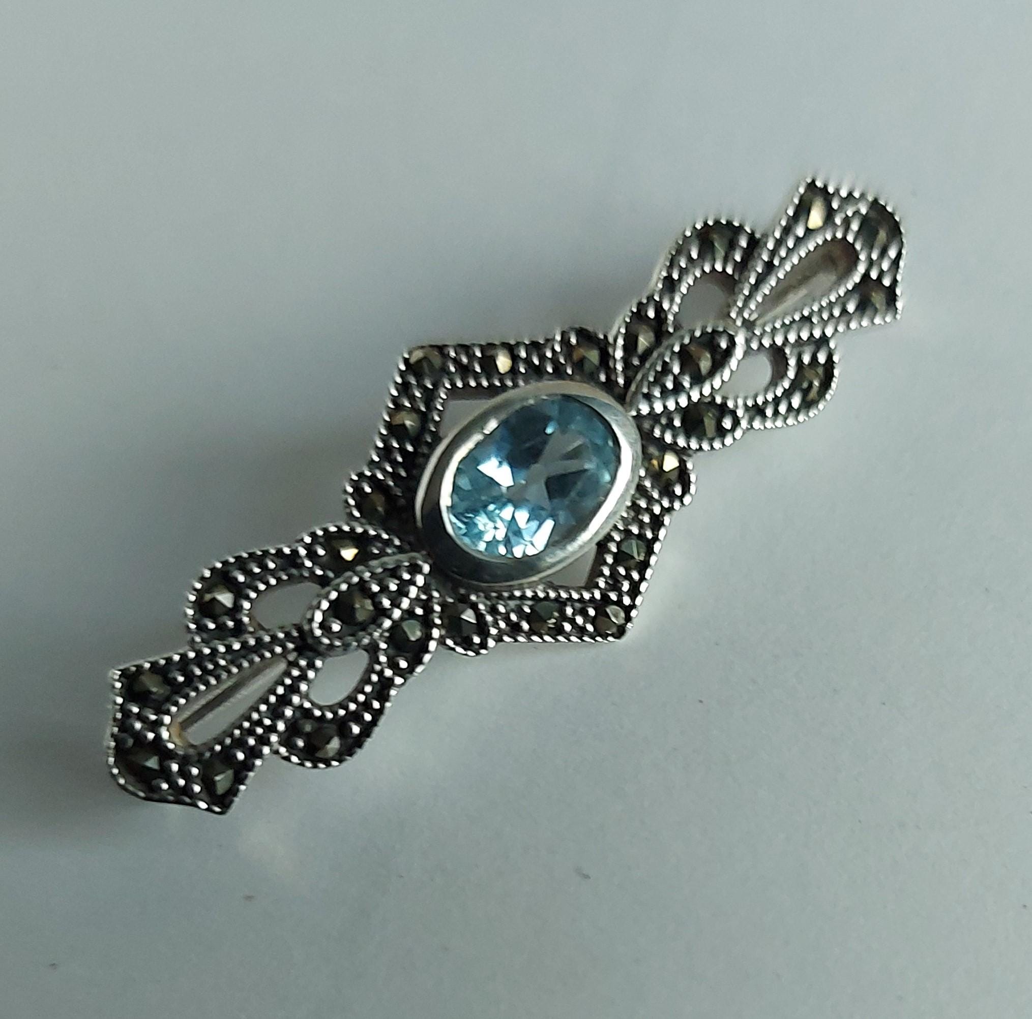 Aquamarine Marcasite and Sterling Silver