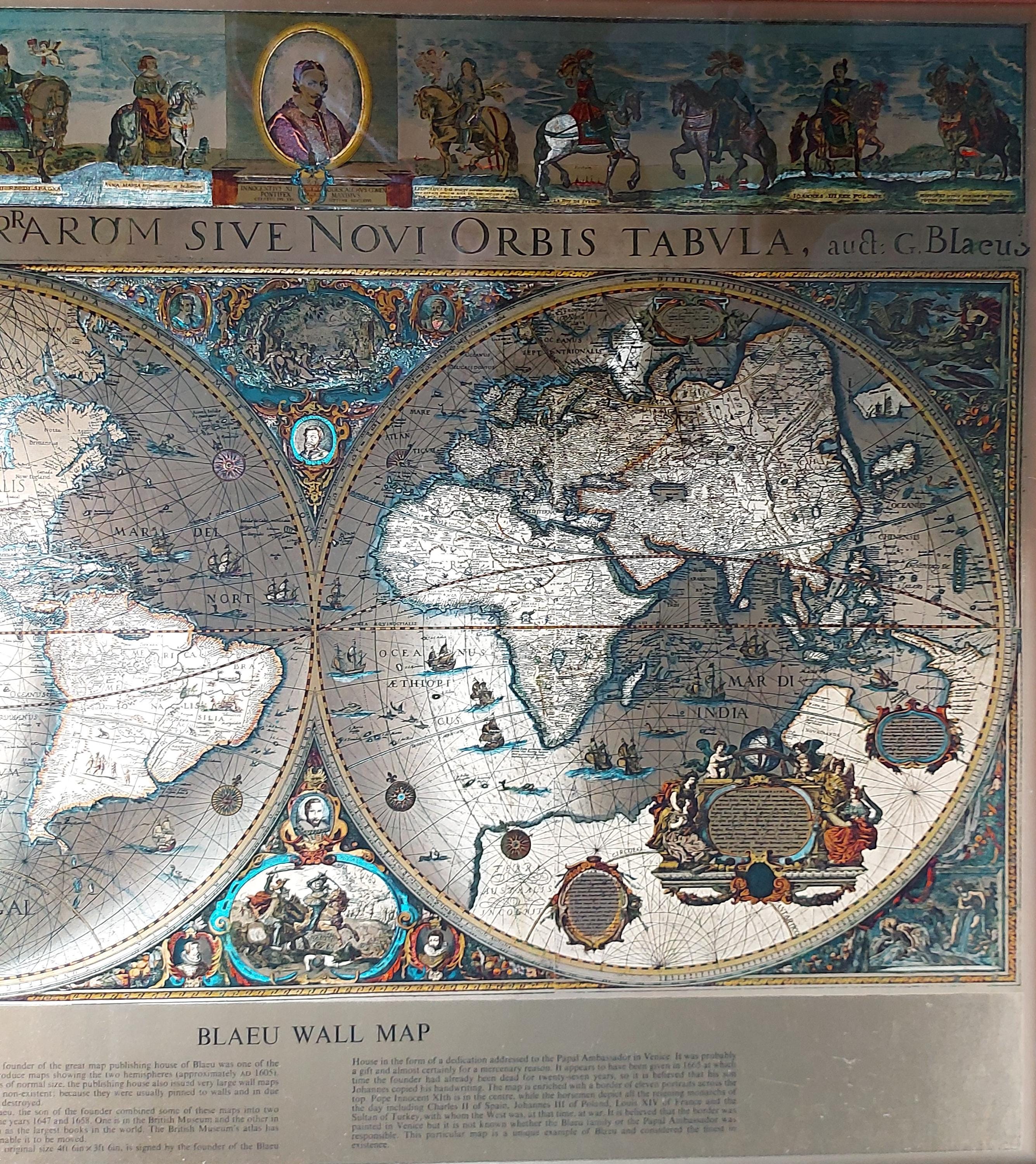 William Blaeu Gold Foil Reproduction of His 1605 Map of the