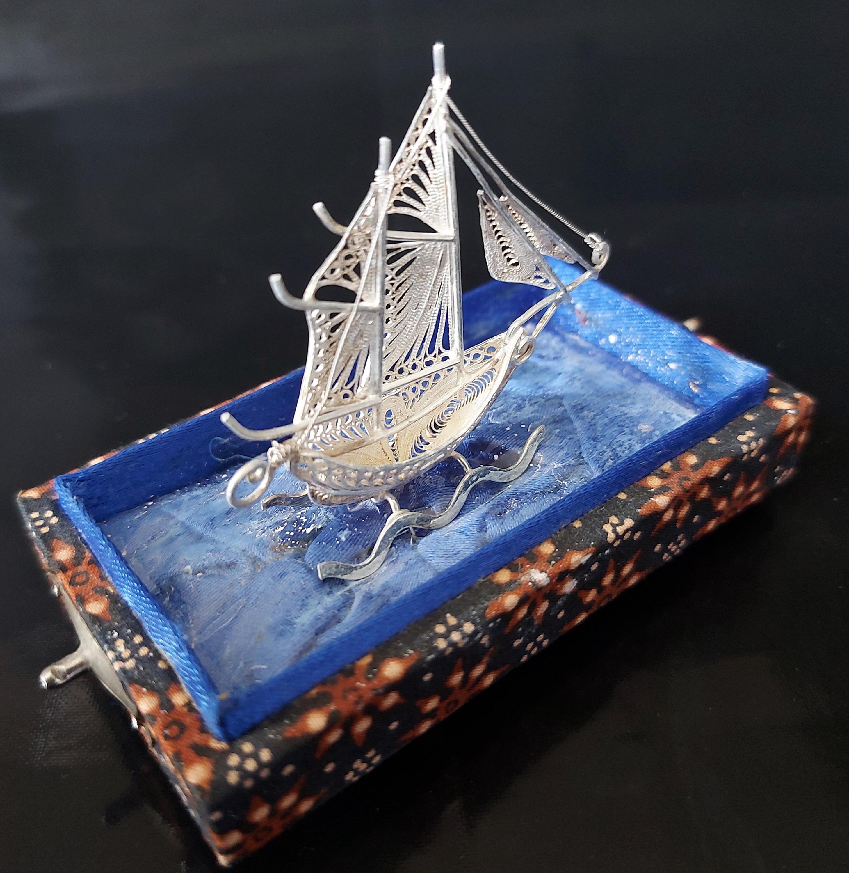 Finely Worked Sterling Silver Filigree Sailing Ship. - Etsy