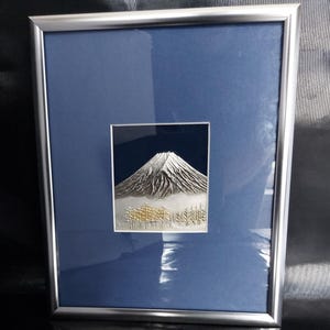 Mt. Fuji シルバー999 TAKEHIKO TAKEHIKO Sterling Silver 999 Relief Mt.Fuji No. 3 with Wood