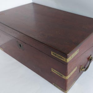 Large Victorian Mahogany Folding Writing Desk / Slope, With Brass Original Brass Fixtures - Circa 1890.