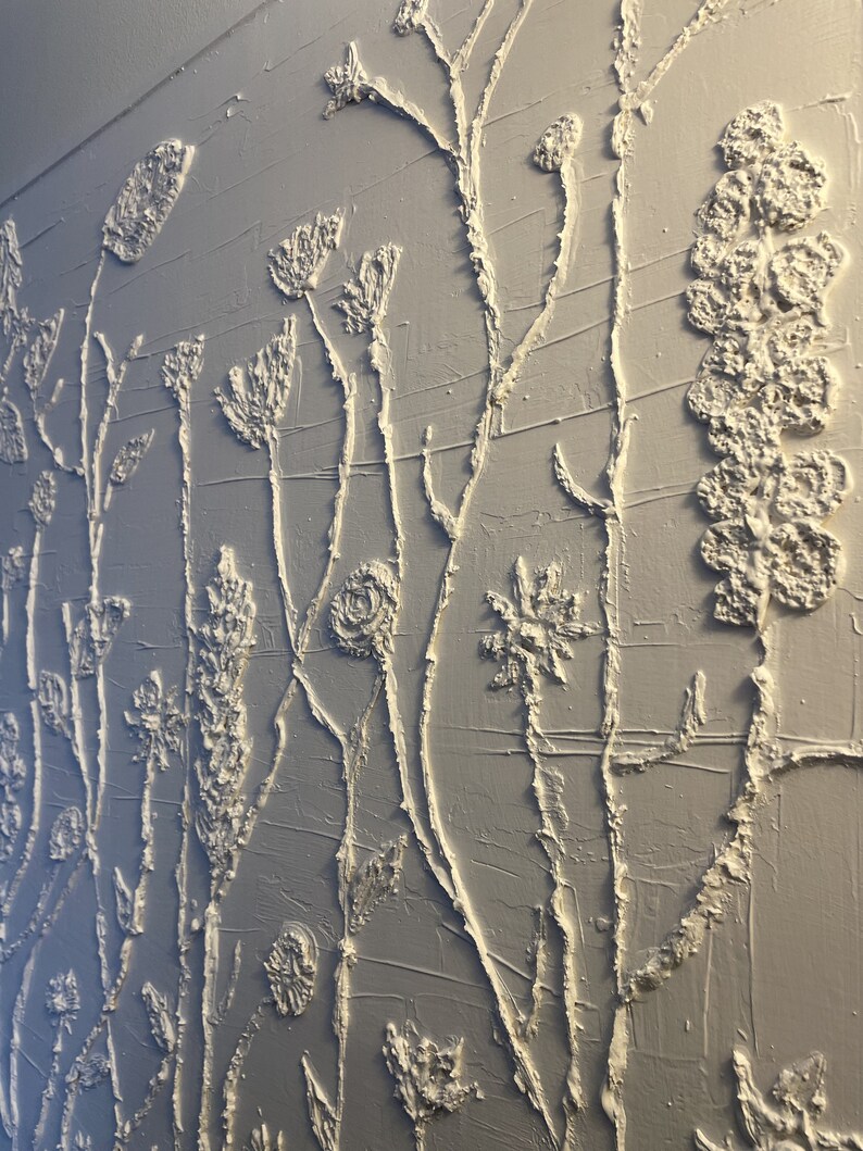 Modern Chic Textured Floral Plaster Wall Art White - Etsy