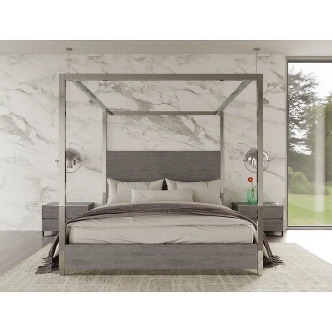 Wensley Gray Elm Canopy Bed Bed Frame Canopy Four Poster Etsy