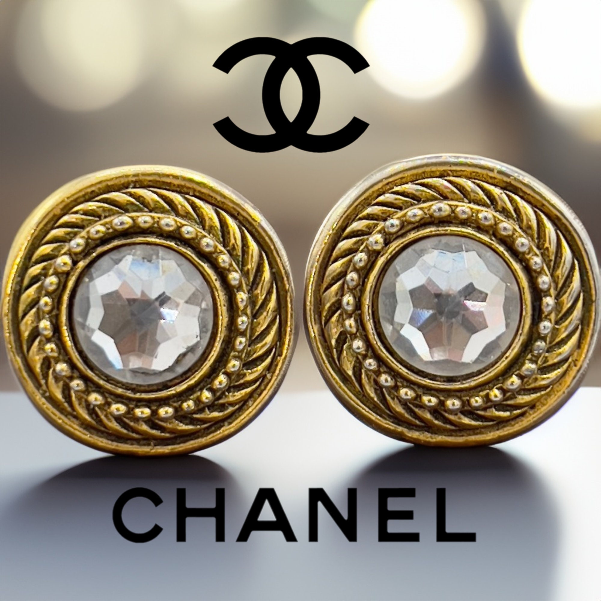 Chanel Crystal Gold Tone CC Crawler Modern