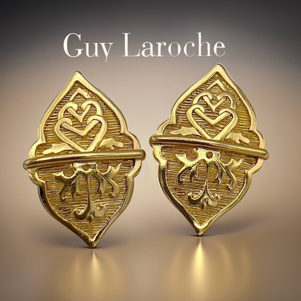 Vintage Guy Laroche Gold Clip-On Earrings - Elegant and Refined 80s Jewelry