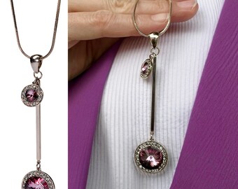 Collier femme acier inoxydable pendentif rond cristal swarovski bijoux cadeaux noël long collier avec pendentif sautoir femme or