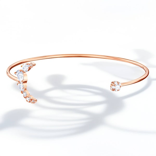 Bracelet Manchette Swarovski MoonSun - Éclat Or Rose et Cristaux