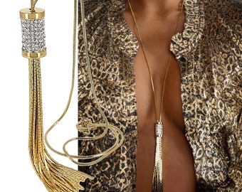 Franse lange ketting ketting serpentijn ketting hanger strass pompom - Originele en sprankelende sieraden