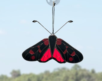 Zygaena butterfly suncatcher, stained glass window hangings, unique Mother's Day gift, gift for mom, handmade home decor, modern wall art