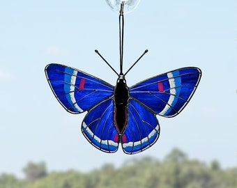 Necyria bellona butterfly suncatcher, stained glass window hangings, unique Mother's Day gift, gift for mom, handmade home decor, modern art