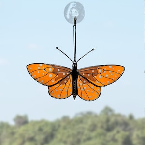 Stalachtis phlegia Schmetterling Sonnenfänger, Glasmalerei Fensterschmuck, einzigartiges Muttertagsgeschenk, Geschenk für Mama, handgemachtes Wohndekor