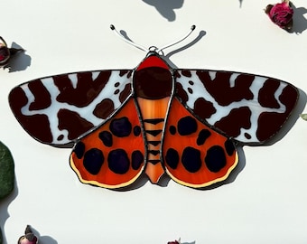 Garden tiger moth, butterfly suncatcher, stained glass window hangings, Mother's Day gift, gift for mom, handmade gift, unique home decor