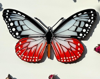 Chestnut tiger butterfly suncatcher, stained glass window hangings, Mother's Day gift, gift for mom, handmade gift, unique home decor