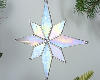 Christmas Star suncatcher stained glass window hangings Christmas decor home decor garden art holiday gifts Ukrainian gift