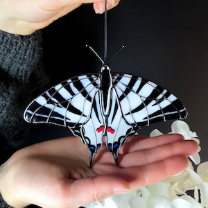 Zebra swallowtail butterfly suncatcher, stained glass window hanging, unique Mothers Day gift, gift for mom, handmade home decor, modern art