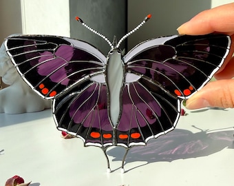 Colorado hairstreak butterfly suncatcher, stained glass window hangings, Mother's Day gift, gift for mom, handmade gift, unique home decor