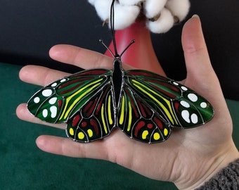 Campylotes histrionicus butterfly suncatcher, stained glass window hangings, unique Mother's Day gift, gift for mom, handmade home decor