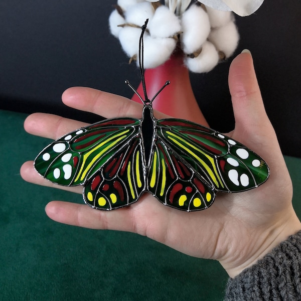 Campylotes histrionicus butterfly suncatcher, stained glass window hangings, unique Mother's Day gift, gift for mom, handmade home decor