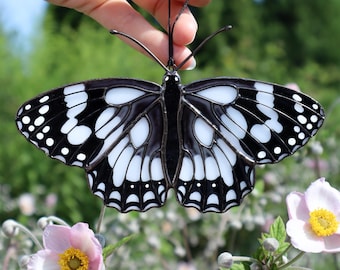 Marbled white butterfly suncatcher, stained glass window hangings, unique Christmas gift, gift for mom, handmade gift, modern home decor