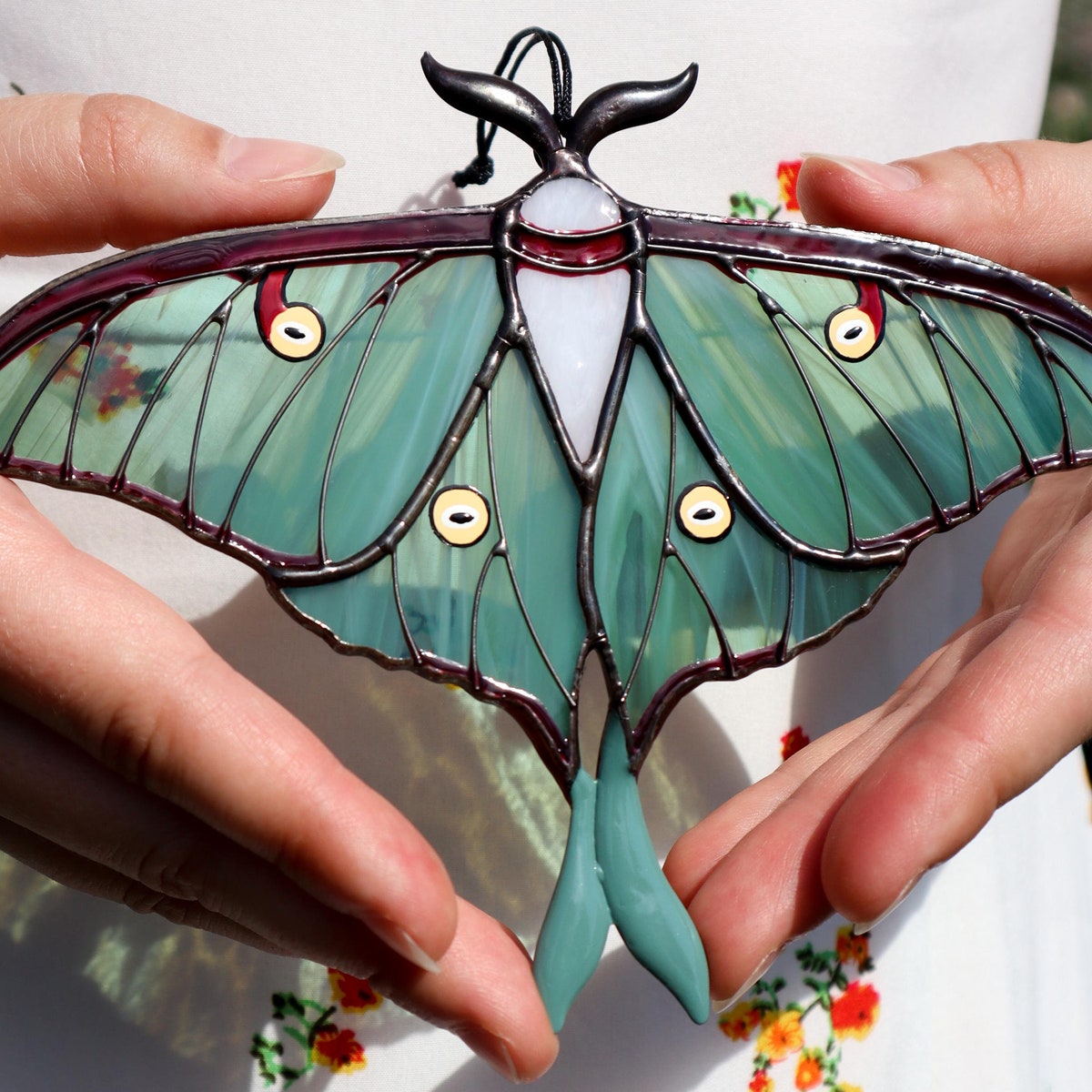 Luna Moth Butterfly Suncatcher, Stained Glass Window Hangings, Unique Christmas Gift, Gift for Mom, Handmade Gift, Modern Home Decor - Etsy